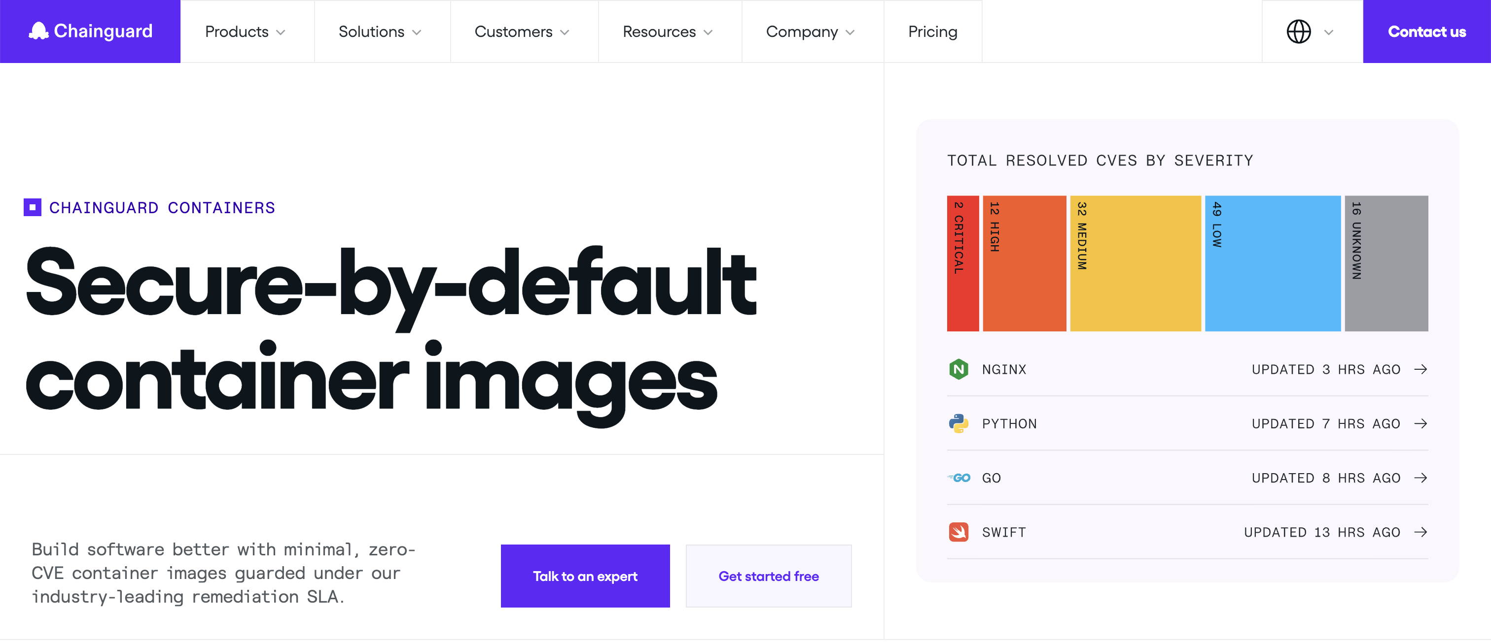 Chainguard, site e catálogo de imagens